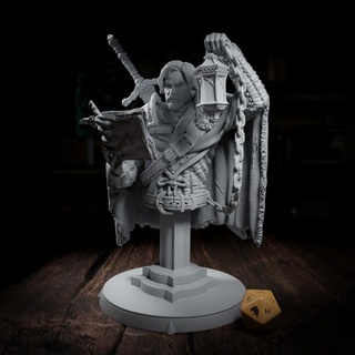 bartolomeu aulos - hero bust call necromancer cripta studios Tabletop Characters & Creatures Fantasy Universe Fan Art Busts book lamp rpg sword roleplaying tabletop d&d cleric 3d print model - Mito3D