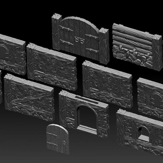 village walls set version 2 behold'ur craft Store Tabletop 3D Printable Terrain Fantasy house roleplay terrain wood wall tabletop logs dnd 3d print model - Mito3D