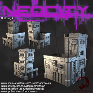 dark realms - neocity 4 forge Store Tabletop 3D Printable Terrain Sci-Fi terrain building sci-fi cyberpunk cyber 3d print model - Mito3D