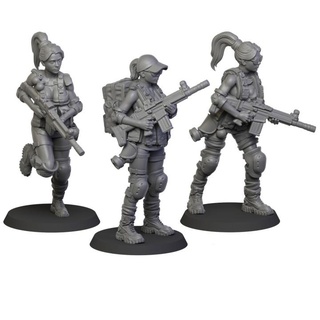girl scar albinoraven miniatures Tabletop Characters & Creatures Sci-Fi Universe Store army gun soldier rifle infantry 28mm 32mm guner 3d print model - Mito3D