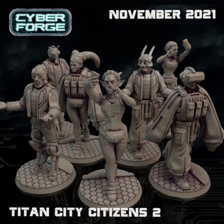 cyber forge titan city citizens ver 2 miniatures Store alien future people rpg star street wars bladerunner cyberpunk aliens civil thug npc humans 3d print model - Mito3D