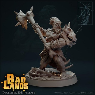 ermo monte pedras guerreiro titã forja miniaturas loja bárbaro patrão herói líder crânio martelo guerra Guerreiro selvagem caçador ogro chefe Conan malho tribo 3d print model - Mito3D