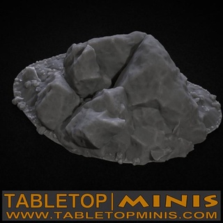 roccioso affioramento 75mm tabletopminis tavolo 3D stampabile terreno negozio roccia rocce scenario massi 3d print model - Mito3D