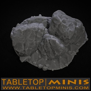 roccioso affioramento 55mm tabletopminis tavolo 3D stampabile terreno negozio roccia rocce scenario massi 3d print model - Mito3D