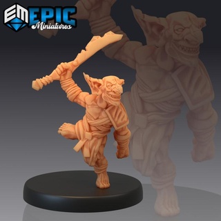 wicked goblin tribe sword warrior green skin army soldier classic creature epic-miniatures Store fantasy medieval monster rpg warhammer sla enemy tabletop dungeon dnd pathfinder npc pre-supported supported pre 3d print model - Mito3D