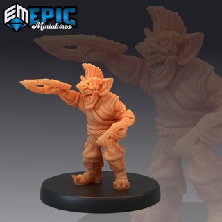 wicked goblin tribe brawler warrior green skin army soldier classic creature epic-miniatures Store fantasy medieval monster rpg warhammer sla enemy tabletop dungeon dnd pathfinder npc pre-supported supported pre 3d print model - Mito3D
