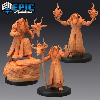 orc shaman set green skin army warlock classic creature epic-miniatures Store fantasy magician medieval monster rpg warhammer wizard magic sla staff enemy tabletop dungeon dnd pathfinder druid sorcerer necromancer npc pre-supported supported pre 3d print model - Mito3D