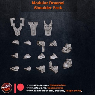 modular male draenei - extra shoulder back imagine minis Tabletop Characters & Creatures Fantasy Universe miniature warcraft wow tabletop dnd bits tiefling pathfinder tabletoprpg ttrpg 5e dnd5e 3d print model - Mito3D