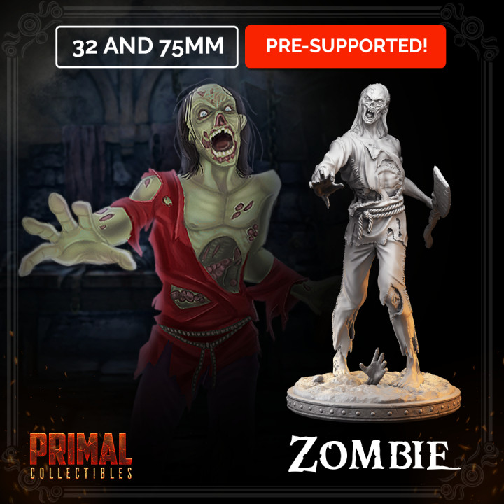 zombie - masters dungeons quest primal collectibles Tabletop Characters & Creatures Fantasy Universe classic dragons epic fantasy hero monster retro rpg undead warrior miniature hammer enemy boardgame roleplaying wargame retrogame tabletopgame classicgame 3D print model - Mito3D