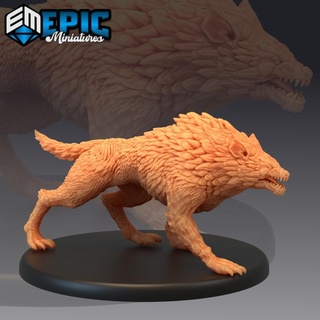 warg wild creature dire wolf beast classic encounter epic-miniatures Store fantasy medieval monster rpg warhammer sla enemy tabletop dungeon dnd pathfinder npc pre-supported supported pre 3d print model - Mito3D