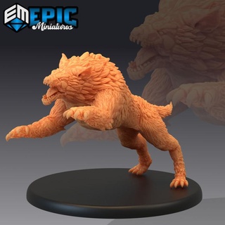 warg attacking wild creature dire wolf beast classic encounter epic-miniatures Store fantasy medieval monster rpg warhammer sla enemy tabletop dungeon dnd pathfinder npc pre-supported supported pre 3d print model - Mito3D