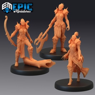 orc female warrior set green skin army general classic creature epic-miniatures Store archer arrow axe claws fantasy medieval monster rpg warhammer sla enemy bow tabletop dungeon dnd pathfinder npc pre-supported supported pre 3d print model - Mito3D