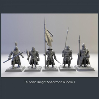 teutonics bundle 1 vinciminiatures Tabletop Characters & Creatures Historical Universe Store stl detailed historical knight wargames miniature soldiers tabletop wargame 28mm knights historic crusades presupported xvcentury 3d print model - Mito3D