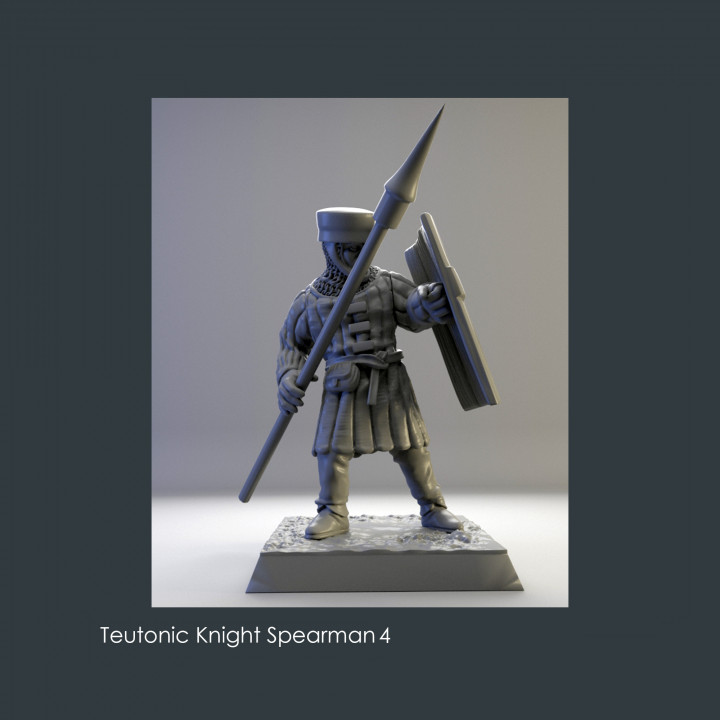 teutonico cavaliere 4 miniature tavolo personaggi creature storico universo negozio stl dettagliata giochi guerra miniatura soldati gioco 28mm cavalieri crociate presupposto 3D print model - Mito3D