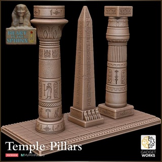 égyptien piliers Colonnes obélisque cœur sphinx gadgetworks boutique table 3D imprimable terrain fantaisie ancien colonne désert Egypte miniatures pilier aiguille dnd paysage pharaon ttrpg plateau gt 3dprintableterrain fantasyterrain hiéroglyphes 3d print model - Mito3D