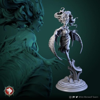 mad gallarta 75mm 32mm pre-supported + stats block white werewolf tavern Tabletop Characters & Creatures Fantasy Universe Store creature female monster rpg vampire tabletop wargame dnd pathfinder ttrpg vampiress dndcreature 3d print model - Mito3D
