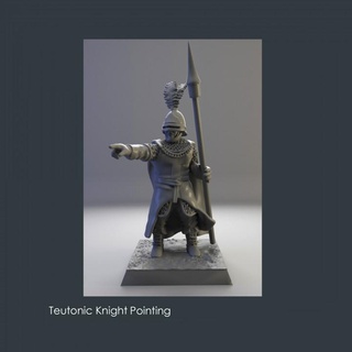 teutonic knight pointing vinciminiatures Tabletop Characters & Creatures Historical Universe Store stl detailed historical wargames miniature soldiers tabletop wargame 28mm knights historic crusades presupported 3d print model - Mito3D