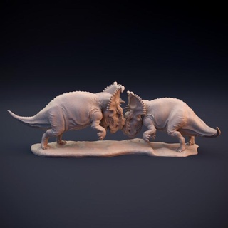pachyrhinosaurus luchando dinosaurio perro juguetes juegos animal criatura cifras Tienda imprimible Arte figura mini reptil escultura miniatura esculturas extinto herbívoro ceratópsido ceratopsiano fignurine 3d print model - Mito3D