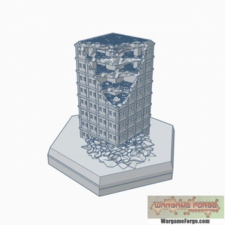 moderno rovinato edificio 3 esadecimale carta geografica scala hmsmr003 gioco guerra fucina terreno battletech 3d print model - Mito3D