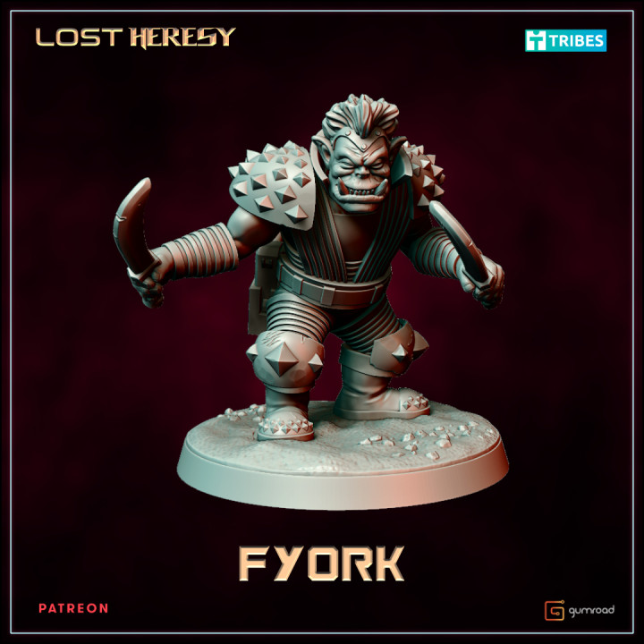 fyork orkonnen lost heresy miniatures Tabletop Characters & Creatures Fantasy Universe orc ork rpg character figures champion orcs dune 28mm warhammer40k wh40k 32mm orks stargrave supported 3D print model - Mito3D