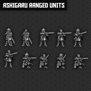 Ashigaru variado unidades smol miniaturas tampo mesa personagens criaturas histórico universo arqueiro jogos guerra rifle samurai mosquete 3d print model - Mito3D