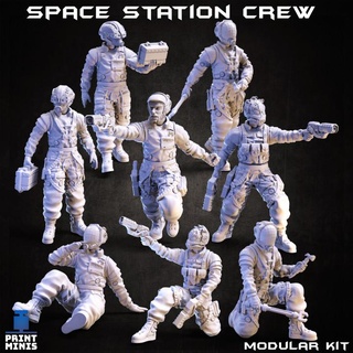 space station crew modular - orbit collection print minis Tabletop Characters & Creatures Sci-Fi Universe pilot sci-fi soldiers engineer spacestation workers troops npcs 3d print model - Mito3D