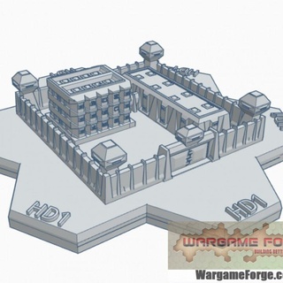 military security complex hex map scale hmsmil015 wargame forge Store terrain battletech 3d print model - Mito3D