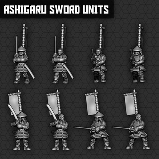 Ashigaru Schwert Einheiten smol Miniaturen Tischplatte Zeichen Kreaturen historisch Universum Wargaming Katana Samurai 3d print model - Mito3D
