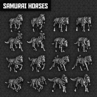 samurai horses smol miniatures Tabletop Characters & Creatures Historical Universe archer historical spear sword wargaming mounted matchlock 3d print model - Mito3D