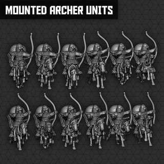 samurai montado arqueiros smol miniaturas tampo mesa personagens criaturas histórico universo arqueiro jogos guerra cavalo arco 3d print model - Mito3D