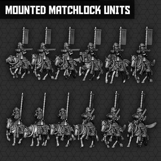 samurai mounted matchlock units smol miniatures Tabletop Characters & Creatures Historical Universe historical wargaming horse teppo 3d print model - Mito3D