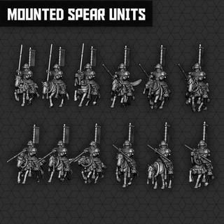 samurai mounted spearmen units smol miniatures Tabletop Characters & Creatures Historical Universe historical spear wargaming horse 3d print model - Mito3D