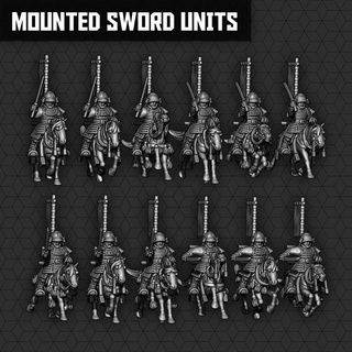Samurai montiert Schwert Einheiten smol Miniaturen Tischplatte Zeichen Kreaturen historisch Universum Wargaming Pferd Katana 3d print model - Mito3D