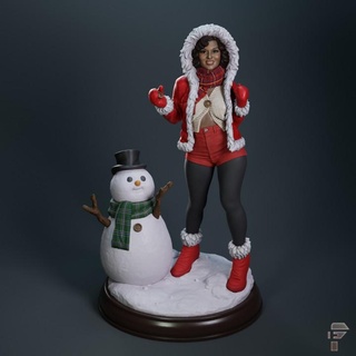 real snowman needs buttons emptyforge Home & Garden Homeware Ornaments Festivities Christmas christmas retro winter woman snow f r pinup 1 10 pin-up full-body 3d print model - Mito3D