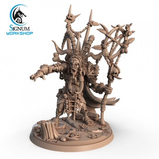 vartar dark swamps hero signum workshop dungeons fantasy miniatures orc staff tabletop warlord shaman tribe ttrpg presupported 3d print model - Mito3D