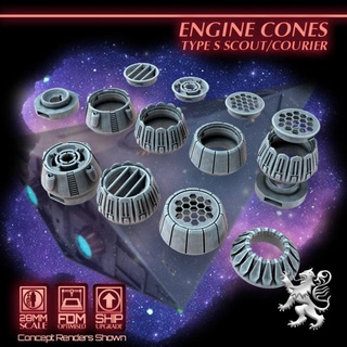 engine cone variants traveller starships 2nd dynasty Tabletop Characters & Creatures Sci-Fi Universe Vehicles Machines stl future sci-fi space spaceship star terrain vessel miniature scifi tabletop starship combat 28mm openlock traveler officialtraveller 3d print model - Mito3D