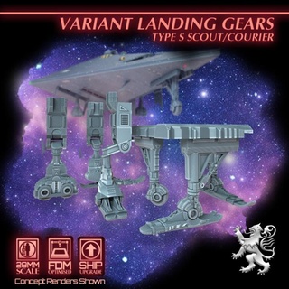 variant landing gears - type scout courier upgrade 2nd dynasty Tabletop Characters & Creatures Sci-Fi Universe Vehicles Machines stl future miniatures sci-fi space star terrain vessel war scifi tabletop starship combat 28mm hangar openlock traveller stargrave traveler officialtraveller 3d print model - Mito3D