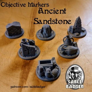objective markers - ancient sandstone brander roullett  Tabletop Tabletop accessories egypt egyptian objectives sablebadger objectivermarkers  3d print model - Mito3D