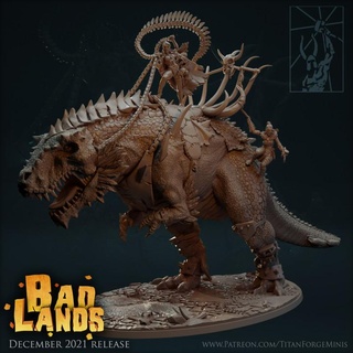 badlands höyük savaşçı kraliçe titan dövme minyatürler mağaza Dinozor kral Önder t rex Warhammer Trex savaş oyunu Conan Amazon kertenkele kabile vahşi bos 3d print model - Mito3D