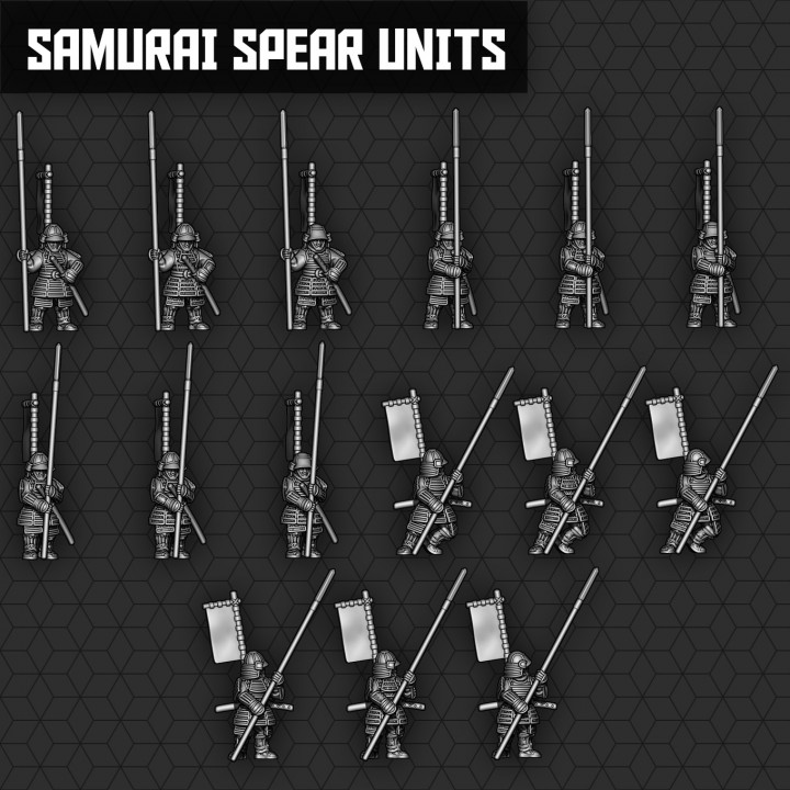 samurai lanceiros unidades smol miniaturas tampo mesa personagens criaturas histórico universo lança jogos guerra 3D print model - Mito3D