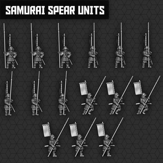samurai spearmen units smol miniatures Tabletop Characters & Creatures Historical Universe historical spear wargaming 3d print model - Mito3D