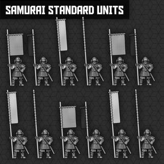 samurai standard portatori smol miniature tavolo personaggi creature storico universo medievale lancia wargaming banner 3d print model - Mito3D
