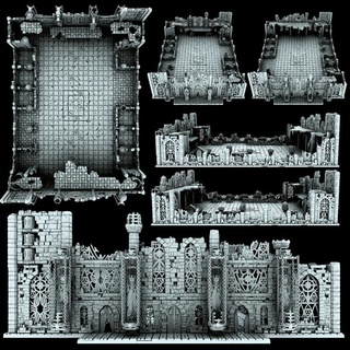 abbey west cross stadium + stretch goals mgpix Tabletop Characters & Creatures Fantasy Universe Store 3D Printable Terrain bowl fantasy football rpg terrain warhammer blood miniature cathedral ruins dnd scenery pitch 32mm gw 3d print model - Mito3D