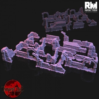 tempest hold ruined walls rmprintable fantasy terrain ruins scenery scatter rubble rm 3d print model - Mito3D