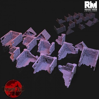 tempest hold ruined homes rmprintable fantasy terrain ruins scenery scatter rubble rm wreckage 3d print model - Mito3D