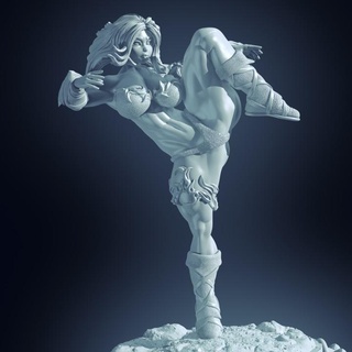 barbaro donne posa 1 gekko miniatura tavolo personaggi creature fantasia universo negozio guerriero donna d 3d print model - Mito3D