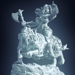 Gato grande bárbaro mujer pose1 gekko miniatura mesa caracteres criaturas fantasía universo Tienda personaje 3d print model - Mito3D