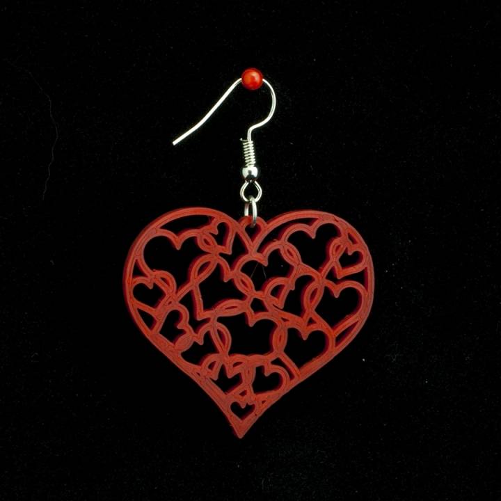 boucles d'oreilles coeurs 13 bijoux cadeau cœur cœurs saint valentin boucle d'oreille st L'impression 3d Imprimé coeur valentinesday jour valentines cadeaux 3D print model - Mito3D
