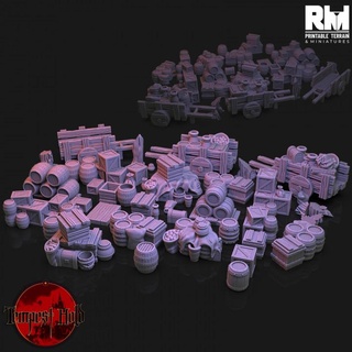 tempest hold crates cargo rmprintable fantasy rpg terrain cargo wagon urn scatter crates rm chests tarps  3d print model - Mito3D