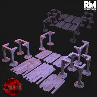 tempest hold scaffolding walkways rmprintable fantasy rpg terrain wooden scatter rm planks gangplanks 3d print model - Mito3D